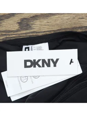 NWT DKNY Twist Front Tankini Top Swim Bikini DIMKS208 Black L thumbnail 4