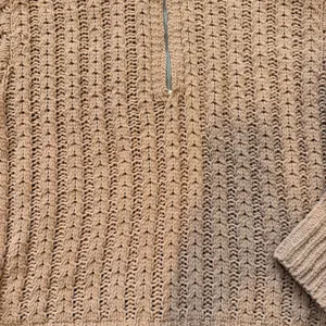 Aerie Chenille Womens Cable‎ Car Quarter Zip Sweater Size Medium Camel Cozy Soft thumbnail 3