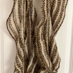 Mixit Brown Multicolor Long Ruffle Scarf with Tassels thumbnail 2