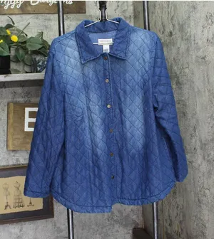 Alfred Dunner Denim Quilted Snap Front Midweight Jacket Blue 1X thumbnail 1