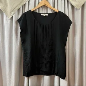 Anne Taylor Loft‎ Black Sleeveless Blouse Sz Large thumbnail 4