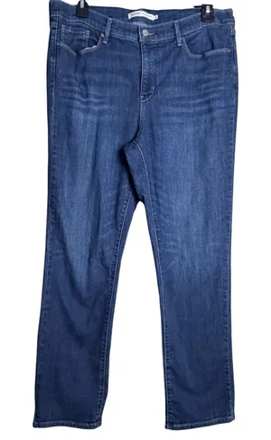 Levi Strauss Signature Jeans 18 Blue Plus Mid Rise Straight Leg Stretch Denim thumbnail 1
