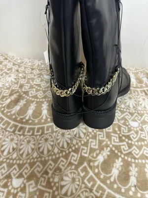 a new day Black Mid-Calf Faux Leather Boots with Chain Accent thumbnail 8