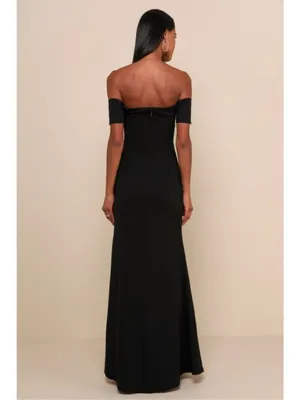 Lulus Lynne Off The Shoulder Maxi Dress Black thumbnail 5