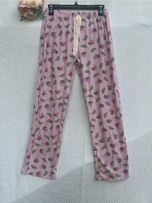 Roll Outta Bed Pink Cocktail Lime Pajama Pants Women’s Medium Lounge Sleepwear thumbnail 1