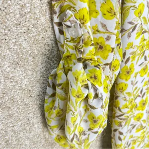Imperfect yellow floral pocket dress vneck pointed collar lined‎ bright bohemian thumbnail 9