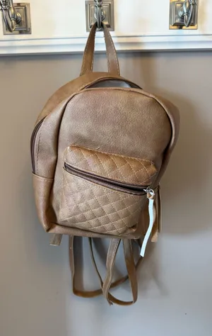 The Smart Trend Brown Quilted Backpack Tan thumbnail 1