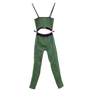 Zara‎ Set XS Green Purple Knit Crop Top Legging Slimming Geometric Sexy Gym Yoga thumbnail 2