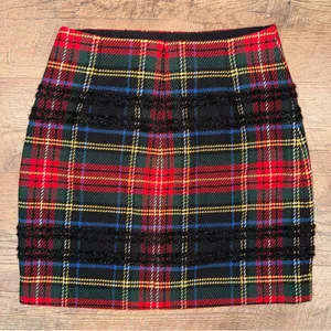 J. Crew Tartan Plaid Wool Blend Tweed Mini Skirt with Black Glitter Accemts thumbnail 4