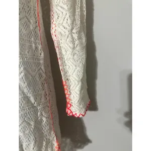 Out‎ From Under Crochet Cover Up Tunic Dress Ivory Orange Trim Backless thumbnail 3