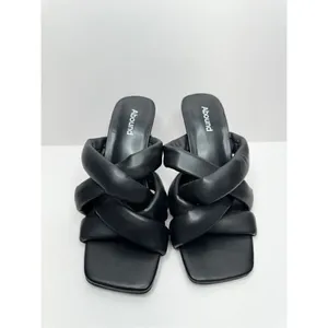 Abound Mule Sandals Size 6.5 Black Square Toe Woven‎ Stiletto Open Toe Heels thumbnail 2