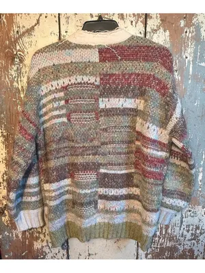 POL Warm Wishes Rowan Cardigan Sweater Olive Green Chunky Knit Boho Womens L thumbnail 7
