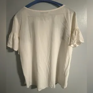 LOFT Cream Top with Blue Embroidery thumbnail 2