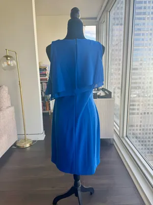 Nordstrom Taylor Bright Blue Ruffle Sleeveless Shift Dress Size 10 NEW! thumbnail 3