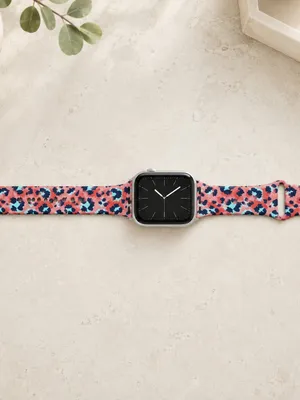 Pink Leopard Print Apple Watch Band 38mm 40mm Long Silicone Strap NWT thumbnail 4