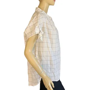 MADEWELL WINDOW PANE PATTERN COTTON WHITE & BLUE BUTTON DOWN TOP (M) thumbnail 6