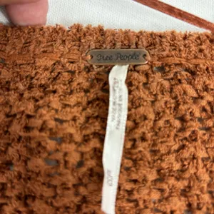 Free People Sweater Womens XL Orange Wrap Oversized Collarless Relaxed Open-Knit thumbnail 6