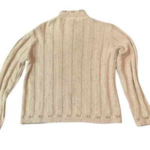 Woolrich Cross Stitch Wool Ramie Sweater Size M Ecru 1/4 Zip Boho Cottagecore thumbnail 2