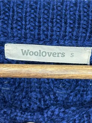 WoolOvers Women’s Small Navy Blue 100% Wool Cable Knit Sweater thumbnail 9