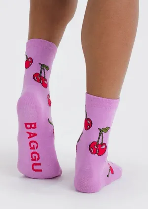 BAGGU CHERRIES PRINT CREW SOCK thumbnail 1