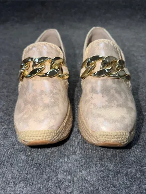 Dolce Vita Neutral Blush Espadrille Loafers with Gold Chain Accent thumbnail 3