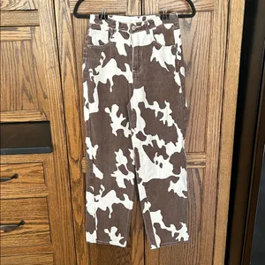 Brown Cow Print Jeans Denim‎ Straight Leg size XS 00-2 thumbnail 2