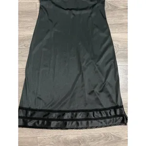 Vintage 90s Black Lace Trim Full Slip Dress S Adjustable Straps Midi Length thumbnail 12