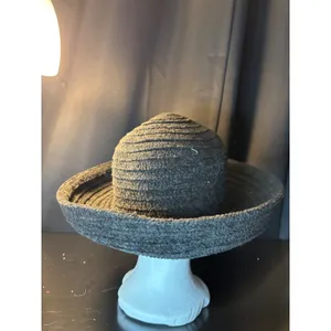Signature‎ Studio Black Textured Knit Wide Brim Sun Hat RN 31289 Vintage Style thumbnail 3