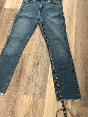 MOTHER Straight Leg Jeans Womens Size 30 Medium Wash High Rise Raw Hem Stretch thumbnail 14