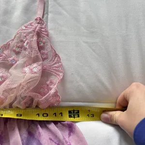 Womens Medium Pink Floral Sexy Sequined Babydoll Chemise Slip Coquette‎ Feminine thumbnail 5