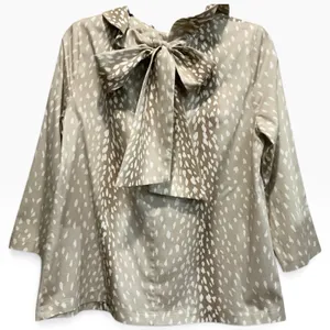Tuckernuck Faye Antelope Deer Print Blouse M Ruffle Collar Bow Tie Swing Top thumbnail 5