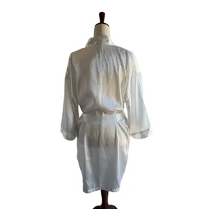 Silky White Satin Robe with Self-Tie Belt thumbnail 2