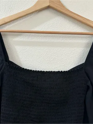 Reformation Women's Reign Sweetheart Neckline Long Sleeve Top Size 4 Black thumbnail 7