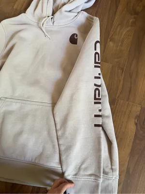 Carhartt Relaxed Fit Hoodie in Light Beige with Black Print thumbnail 2