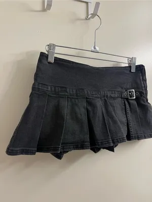 BDG Shaina Micro Mini Skort in Black Denim Size XS thumbnail 6