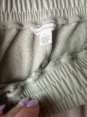 Abercrombie and Fitch soft collection fleece green shorts in small thumbnail 2