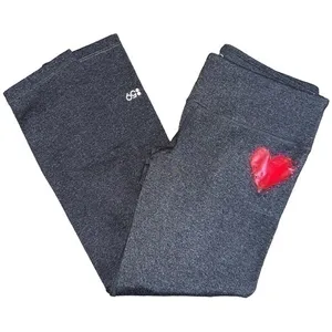 Splits59 Women’s Size M Charcoal Gray Left Hip Heart Capri Cropped Leggings thumbnail 1