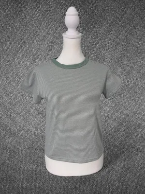Women’s Sage Green Striped Tee Size 3 Short Sleeve T-Shirt thumbnail 3