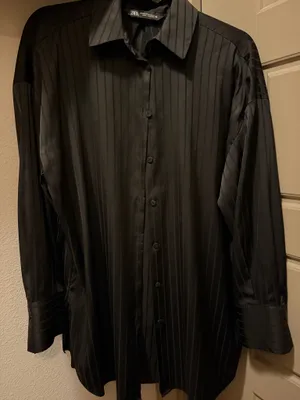 Zara Oversized Black Stripe Blouse thumbnail 1