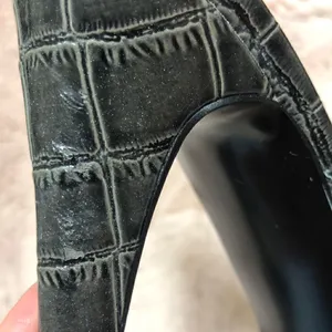 Nine West gray faux alligator material heels thumbnail 6