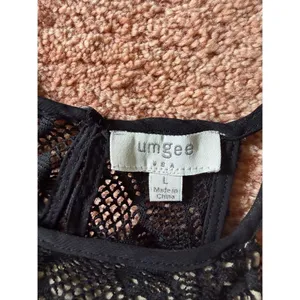 Umgee Black Lace Overlay Dress Size L Boho Sleeveless Stretch Mini Dress thumbnail 2
