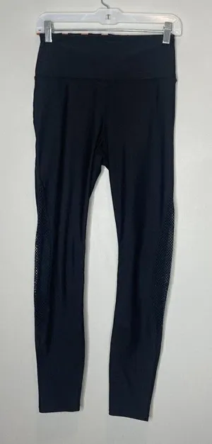 Carbon38 Black Mesh Side Drawstring Leggings Size Medium thumbnail 1