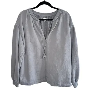 Aerie Easy Street Sweatshirt XS Gray Oversized Slouchy Tunic Tassel Coastal Boho thumbnail 2
