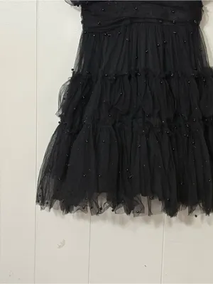 Lulus Tulle Proof Black Beaded Tie Shoulder Mini Dress NWT Size Small Party thumbnail 5