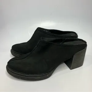 OTBT split black leather‎ clog mules block heel side 10 thumbnail 5