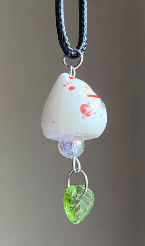 Handmade ceramic cute manekineko cat boho retro vintage necklace😽 thumbnail 4