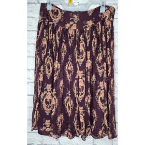 Vtg INC International Concepts 100% Silk Beaded Floral Skirt Size 12 Whimsigoth thumbnail 4