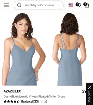 Dusty Blue Chiffon Azazie Dress thumbnail 5