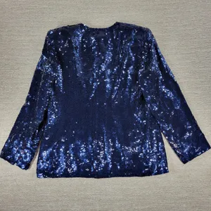 Vintage Jones NY Sequin Jacket Sz 8 Navy Silk Formal Evening Holiday Party NEW thumbnail 6