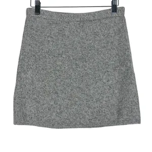 Zara Mini Skirt Womens M Gray Wool Knit Ribbed Cozy Preppy Scandinavian Capsule thumbnail 4